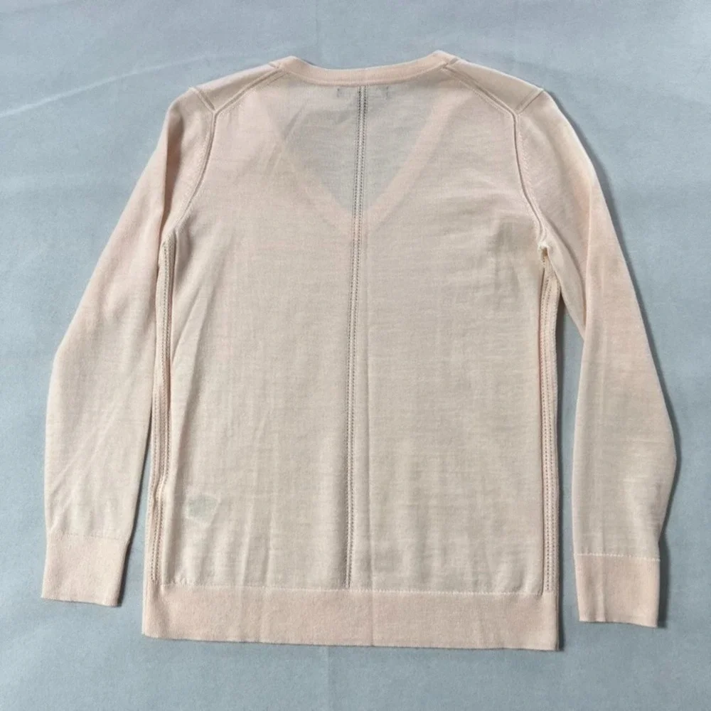 Banana Republic Sweater Women XS Pink Extra‎ Fine Merino Wool V-Neck Blush